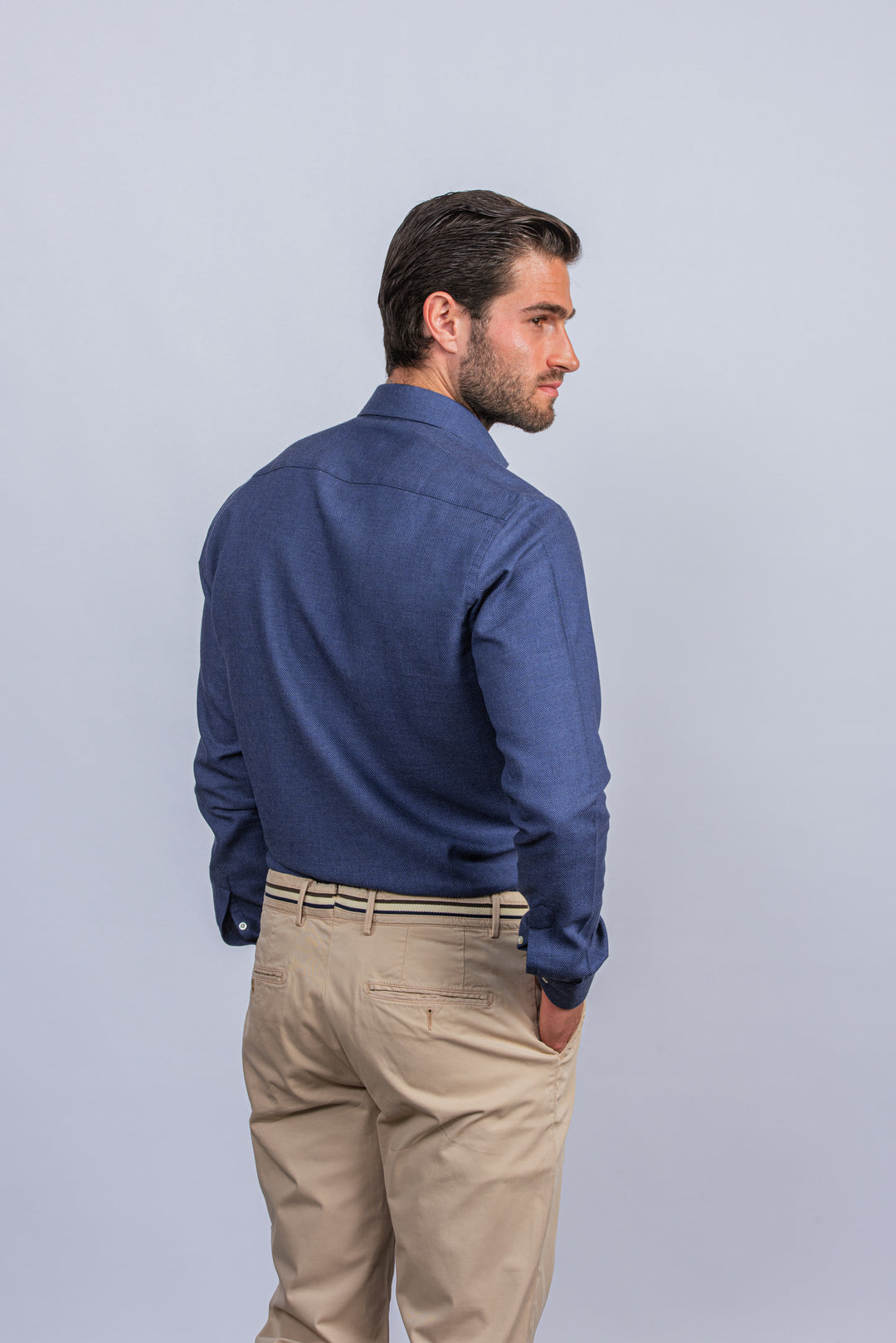 TEXTURED COTTON REGULAR FIT SHIRT