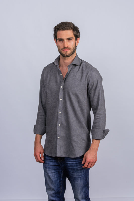 TEXTURED COTTON REGULAR FIT SHIRT