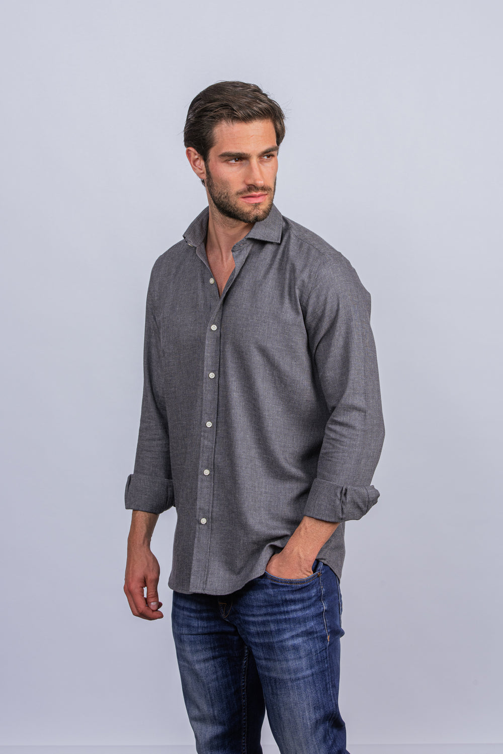 TEXTURED COTTON REGULAR FIT SHIRT