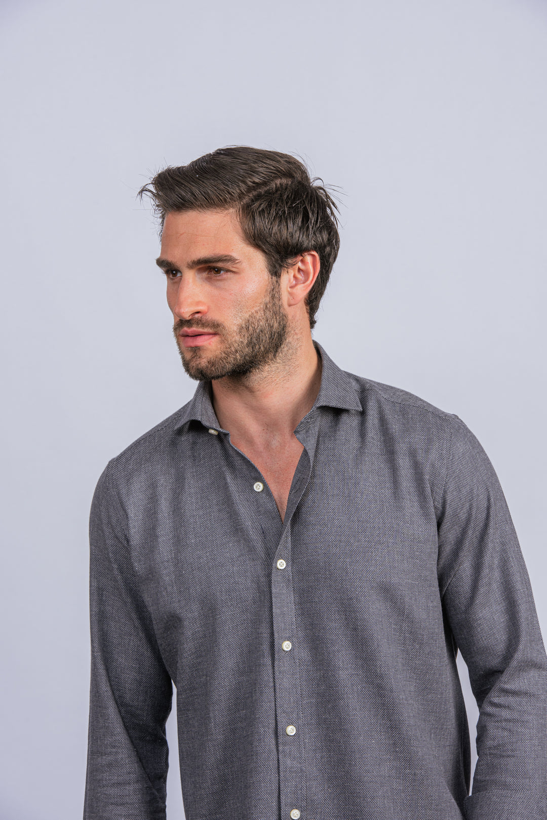 TEXTURED COTTON REGULAR FIT SHIRT