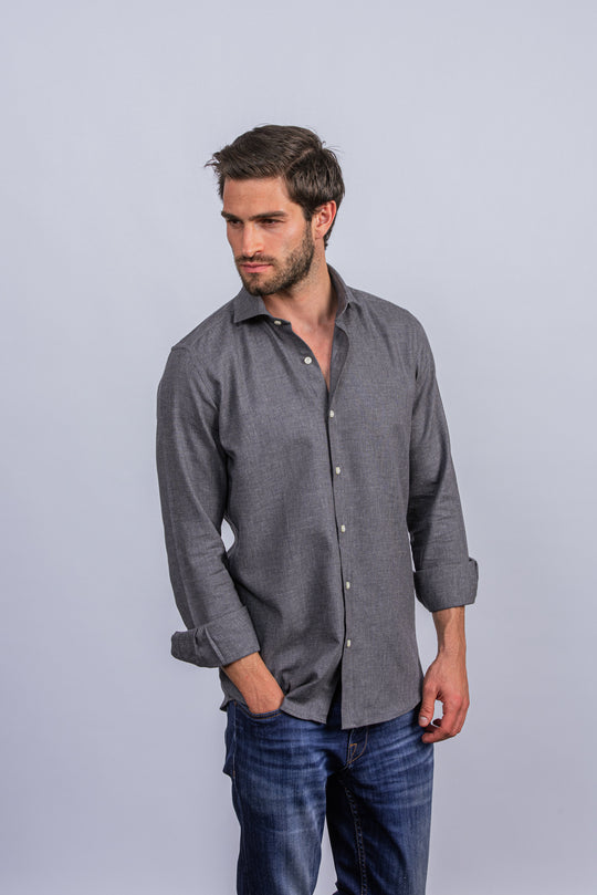 TEXTURED COTTON REGULAR FIT SHIRT