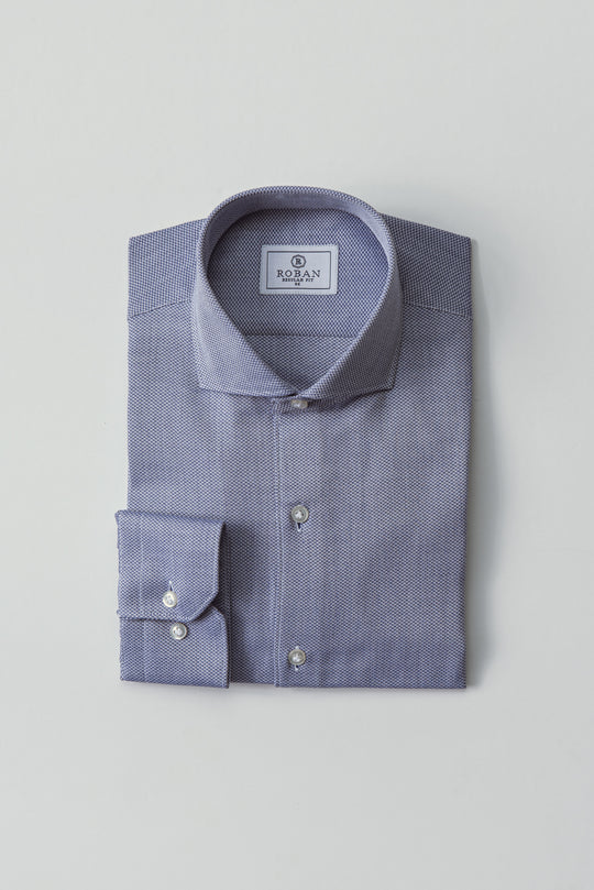 TEXTURED REGULAR FIT SATIN COTTON SHIRT