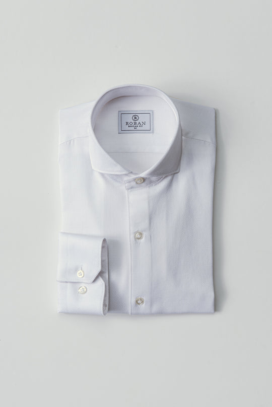 TEXTURED REGULAR FIT SATIN COTTON SHIRT