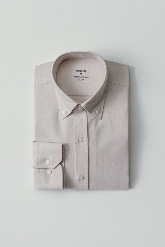 PLAIN WASHED OXFORD SLIM FIT SHIRT