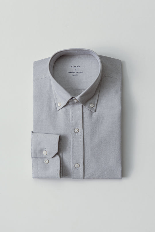 PLAIN WASHED OXFORD SLIM FIT SHIRT