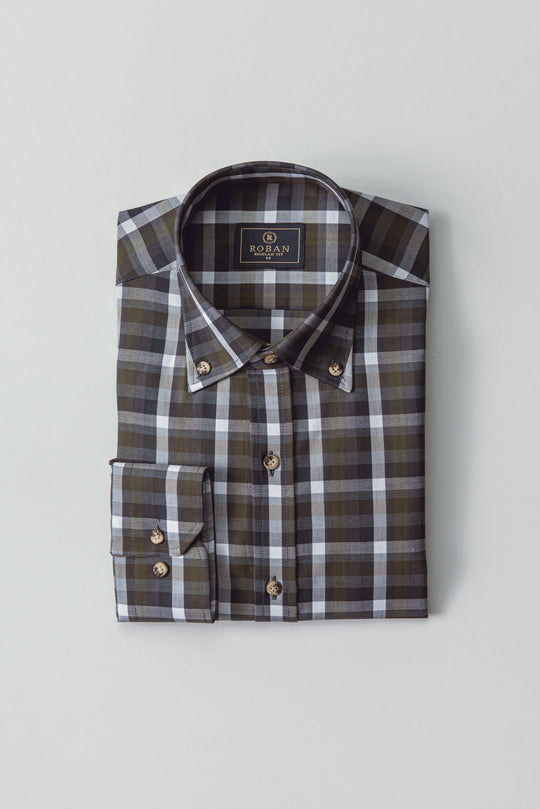 CHECKED  TEXTURED COTTON REGULAR FIT  SHIRT