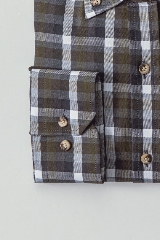 CHECKED  TEXTURED COTTON REGULAR FIT  SHIRT