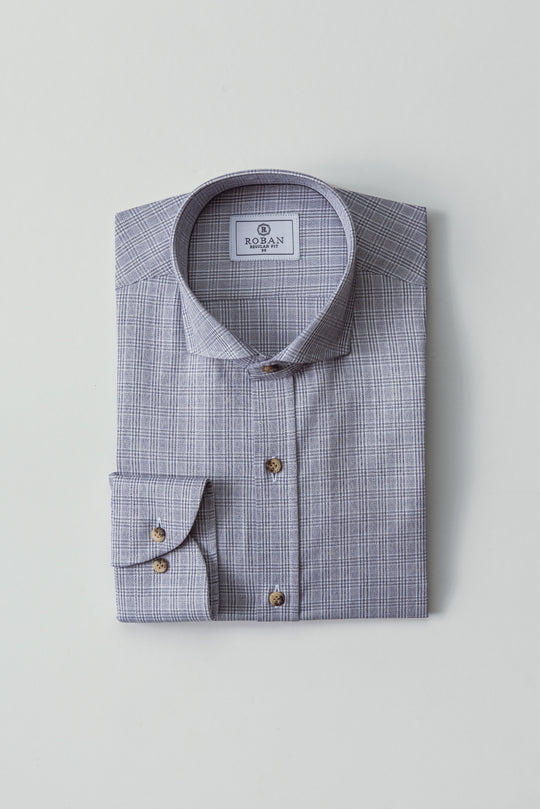 CHECKED OPEN AROW COLLAR SHIRT