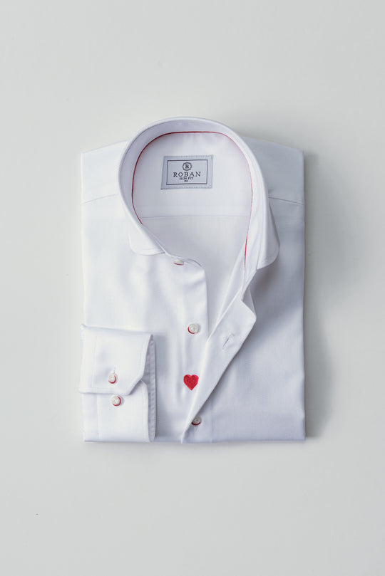 VALENTINE'S DAY  SLIM FIT SATIN COTTON SHIRT