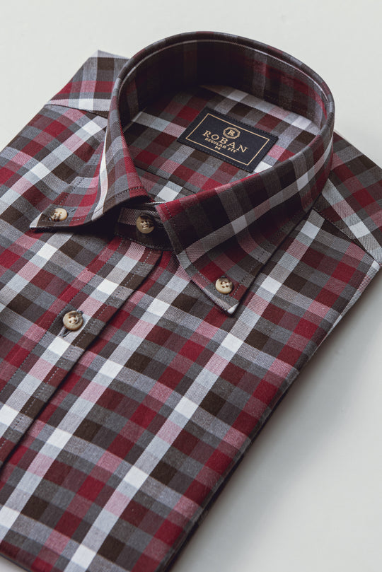 CHECKED  TEXTURED COTTON REGULAR FIT  SHIRT