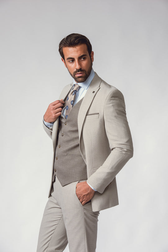 SLIM FIT 3 PIECES TEXTURE PLAIN SUIT