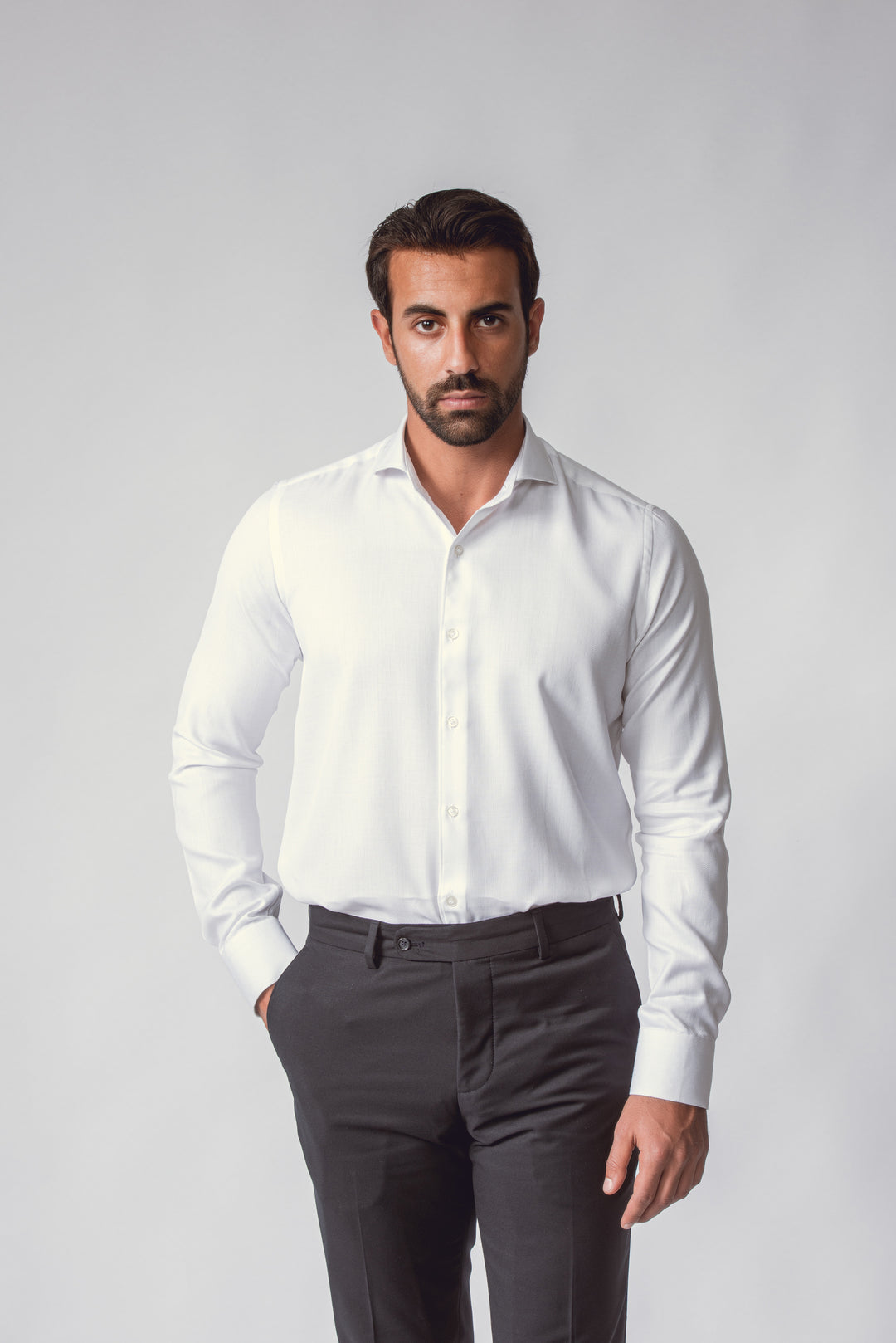 TEXTURED REGULAR FIT SATIN COTTON SHIRT