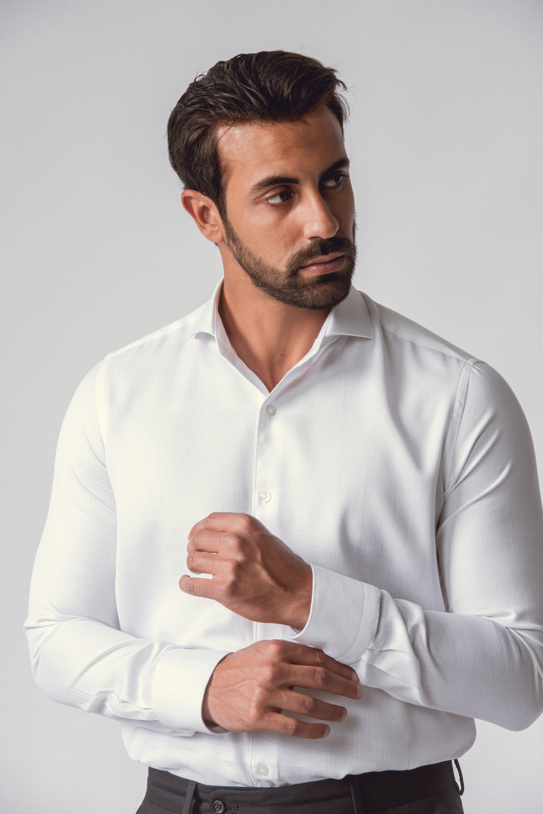 TEXTURED REGULAR FIT SATIN COTTON SHIRT