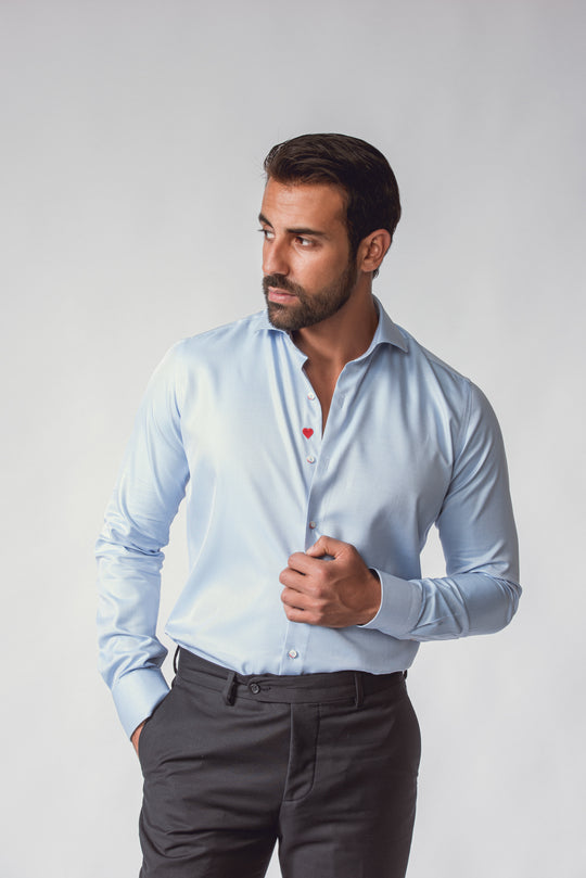 VALENTINE'S DAY  SLIM FIT SATIN COTTON SHIRT