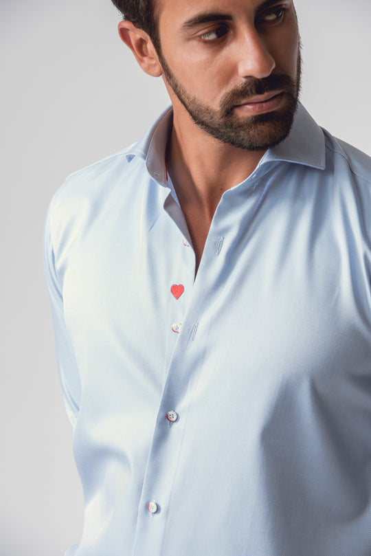 VALENTINE'S DAY  SLIM FIT SATIN COTTON SHIRT