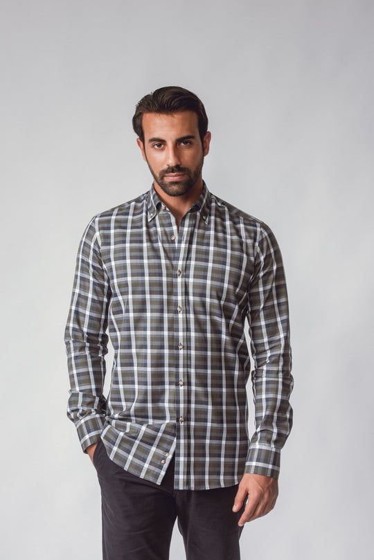 CHECKED  TEXTURED COTTON REGULAR FIT  SHIRT