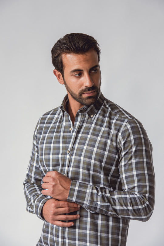 CHECKED  TEXTURED COTTON REGULAR FIT  SHIRT