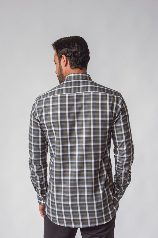 CHECKED  TEXTURED COTTON REGULAR FIT  SHIRT