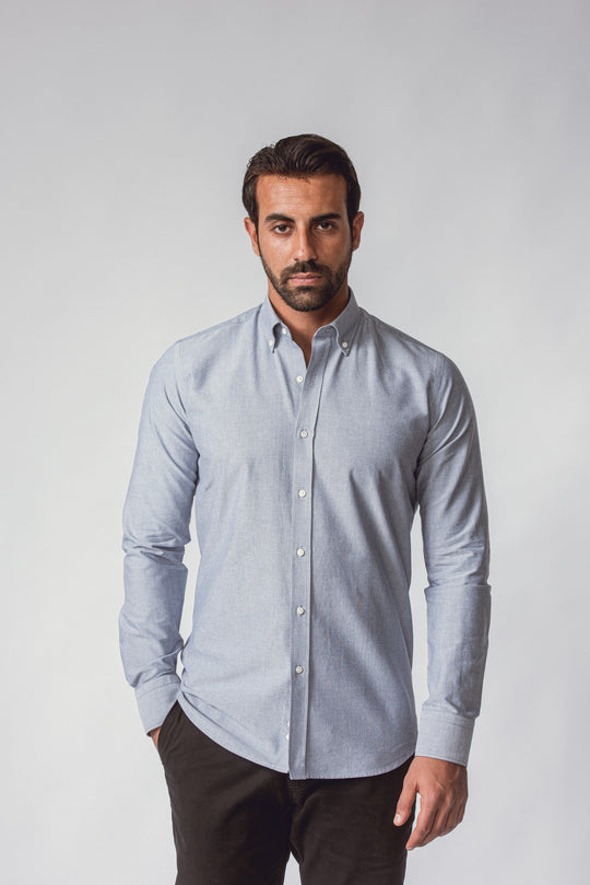 PLAIN WASHED OXFORD SLIM FIT SHIRT