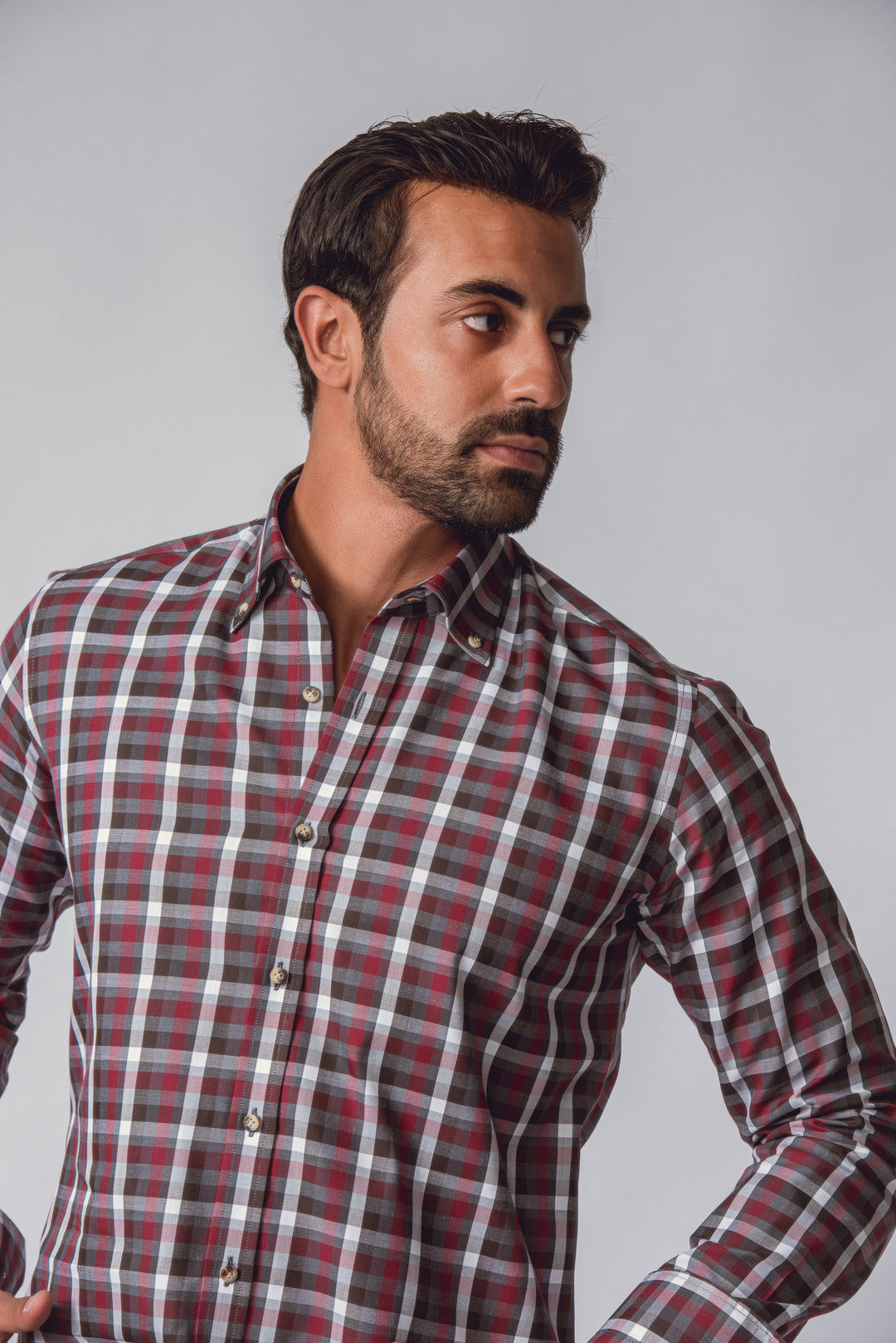 CHECKED  TEXTURED COTTON REGULAR FIT  SHIRT