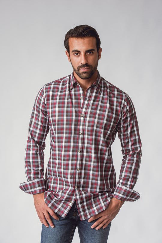 CHECKED  TEXTURED COTTON REGULAR FIT  SHIRT