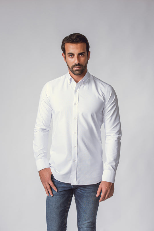 PLAIN WASHED OXFORD SLIM FIT SHIRT