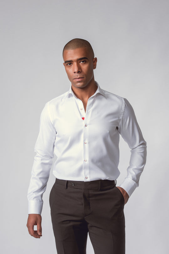 VALENTINE'S DAY  SLIM FIT SATIN COTTON SHIRT