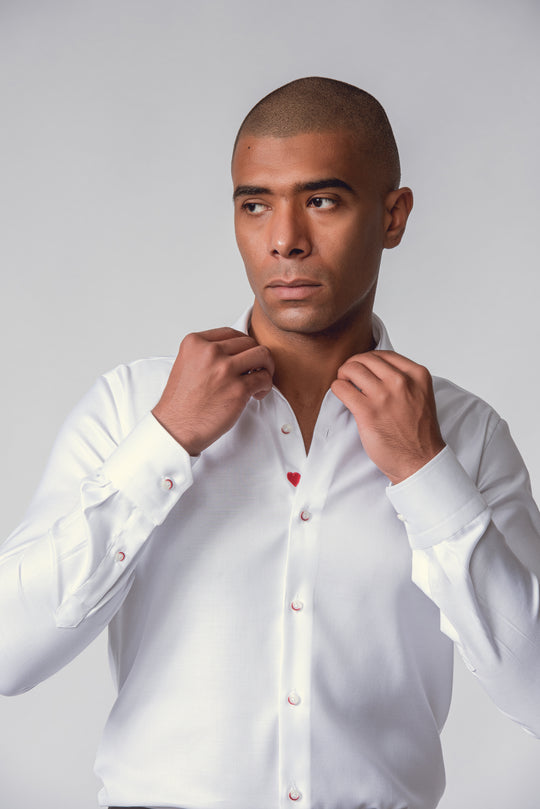 VALENTINE'S DAY  SLIM FIT SATIN COTTON SHIRT