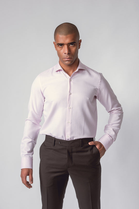 TEXTURED REGULAR FIT SATIN COTTON SHIRT