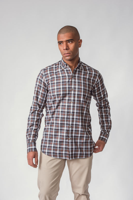 CHECKED  TEXTURED COTTON REGULAR FIT  SHIRT