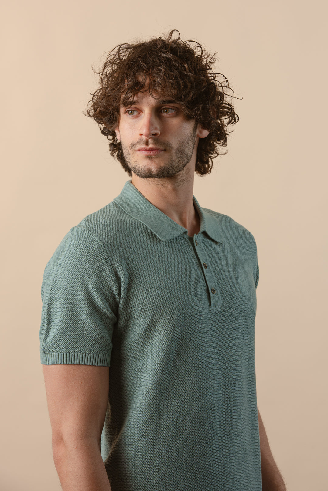 AJOUR KNITTED POLO SHIRT