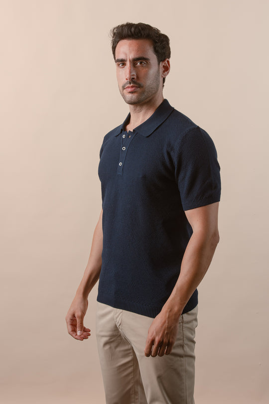 AJOUR KNITTED POLO SHIRT