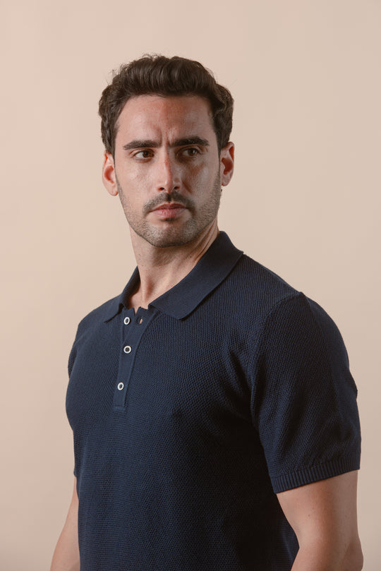 AJOUR KNITTED POLO SHIRT