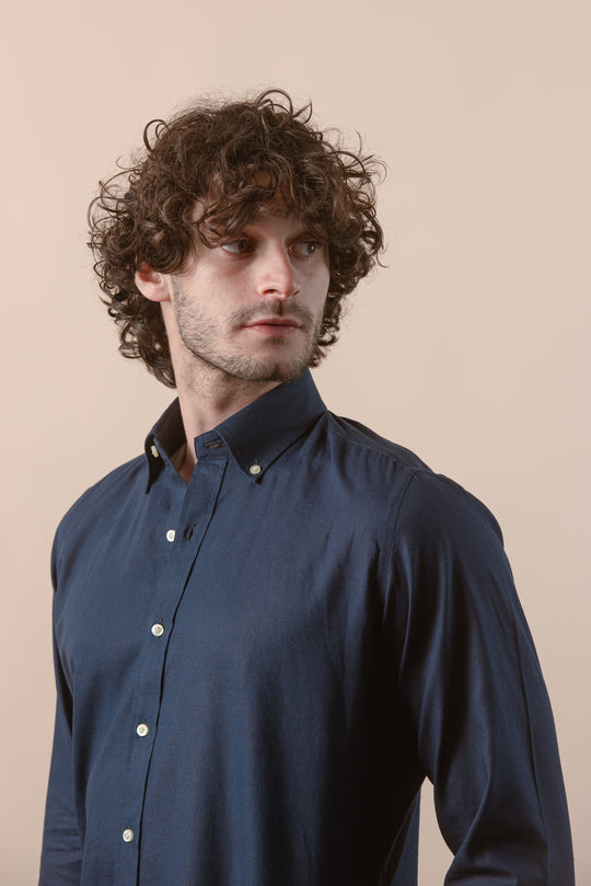 PLAIN WASHED COTTON LINEN REGULAR FIT SHIRT