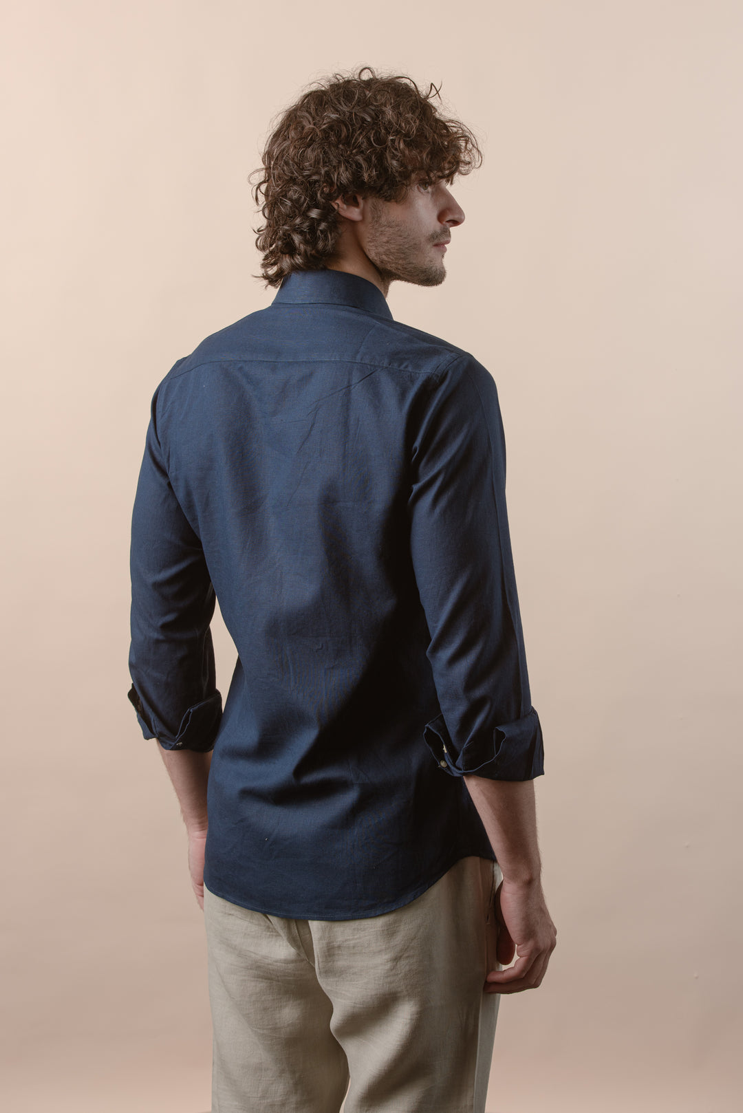 PLAIN WASHED COTTON LINEN REGULAR FIT SHIRT