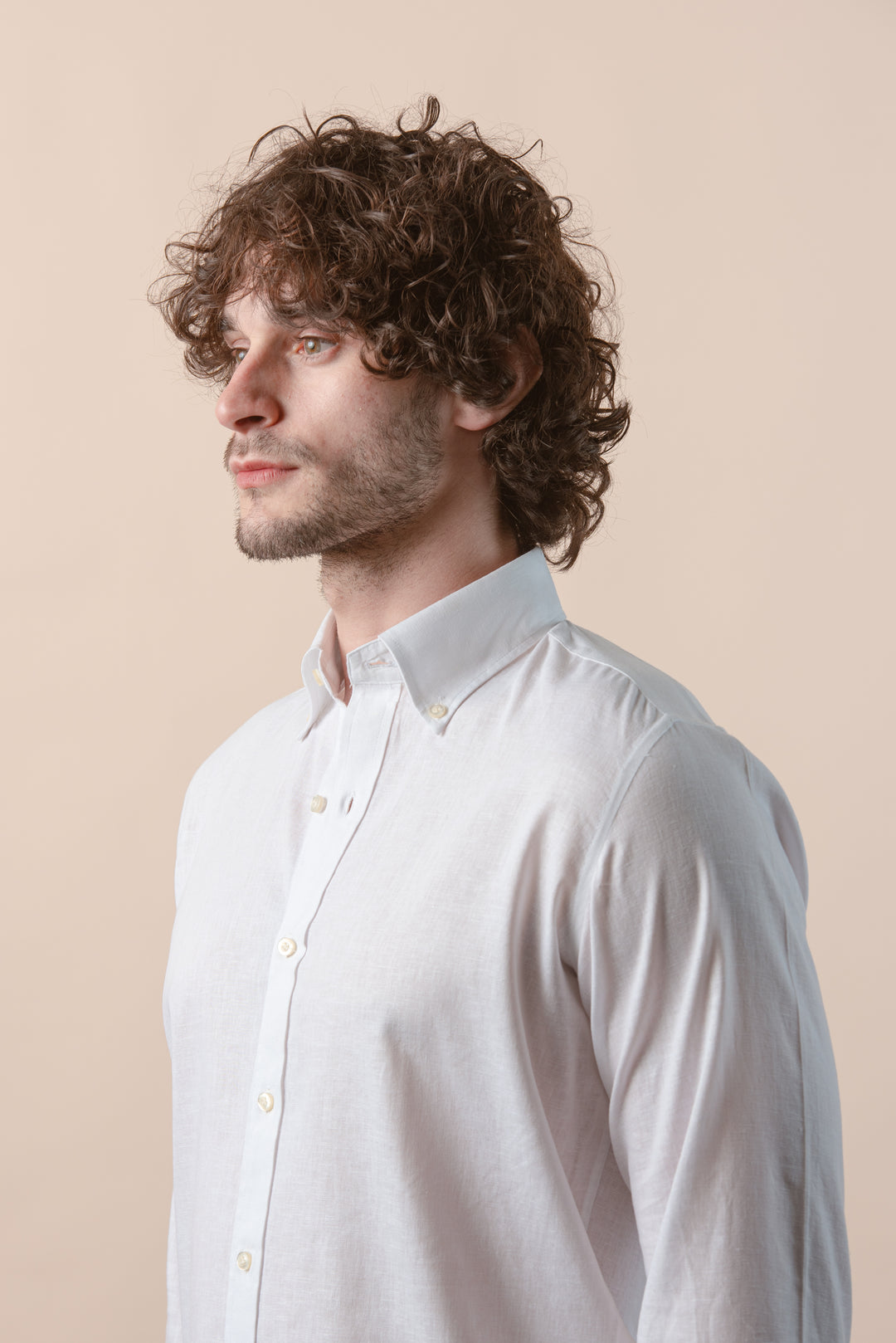 PLAIN WASHED COTTON LINEN REGULAR FIT SHIRT