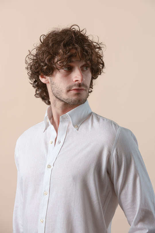 PLAIN WASHED COTTON LINEN REGULAR FIT SHIRT