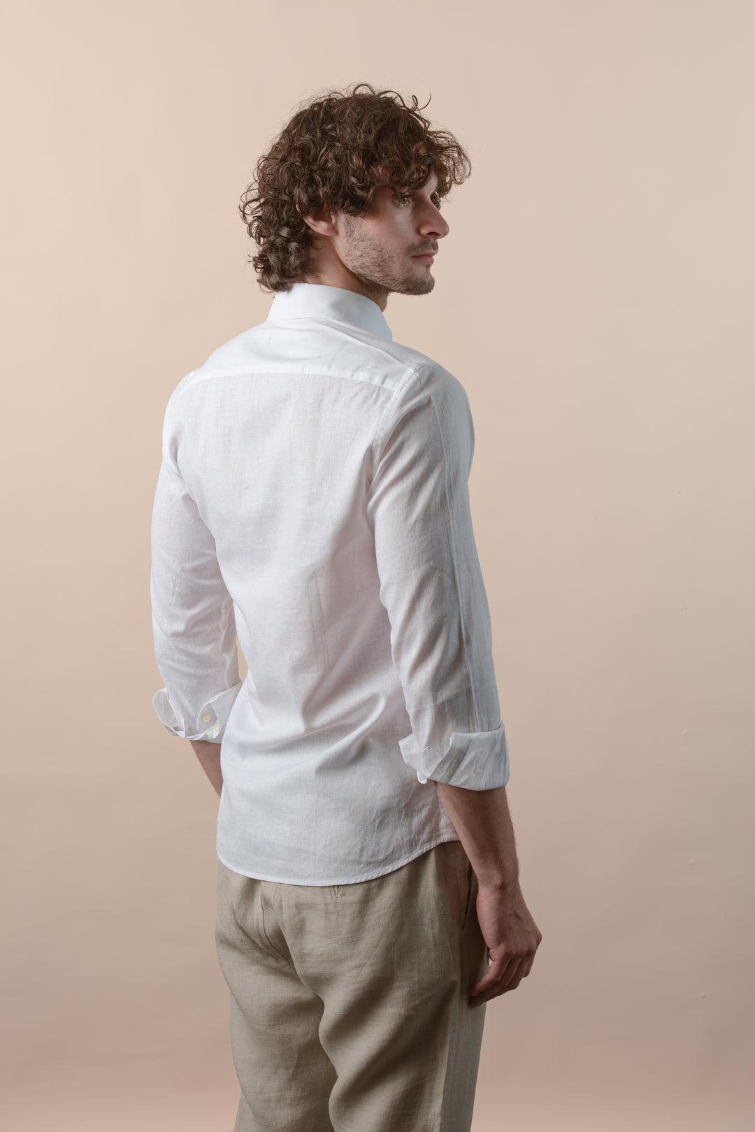 PLAIN WASHED COTTON LINEN REGULAR FIT SHIRT