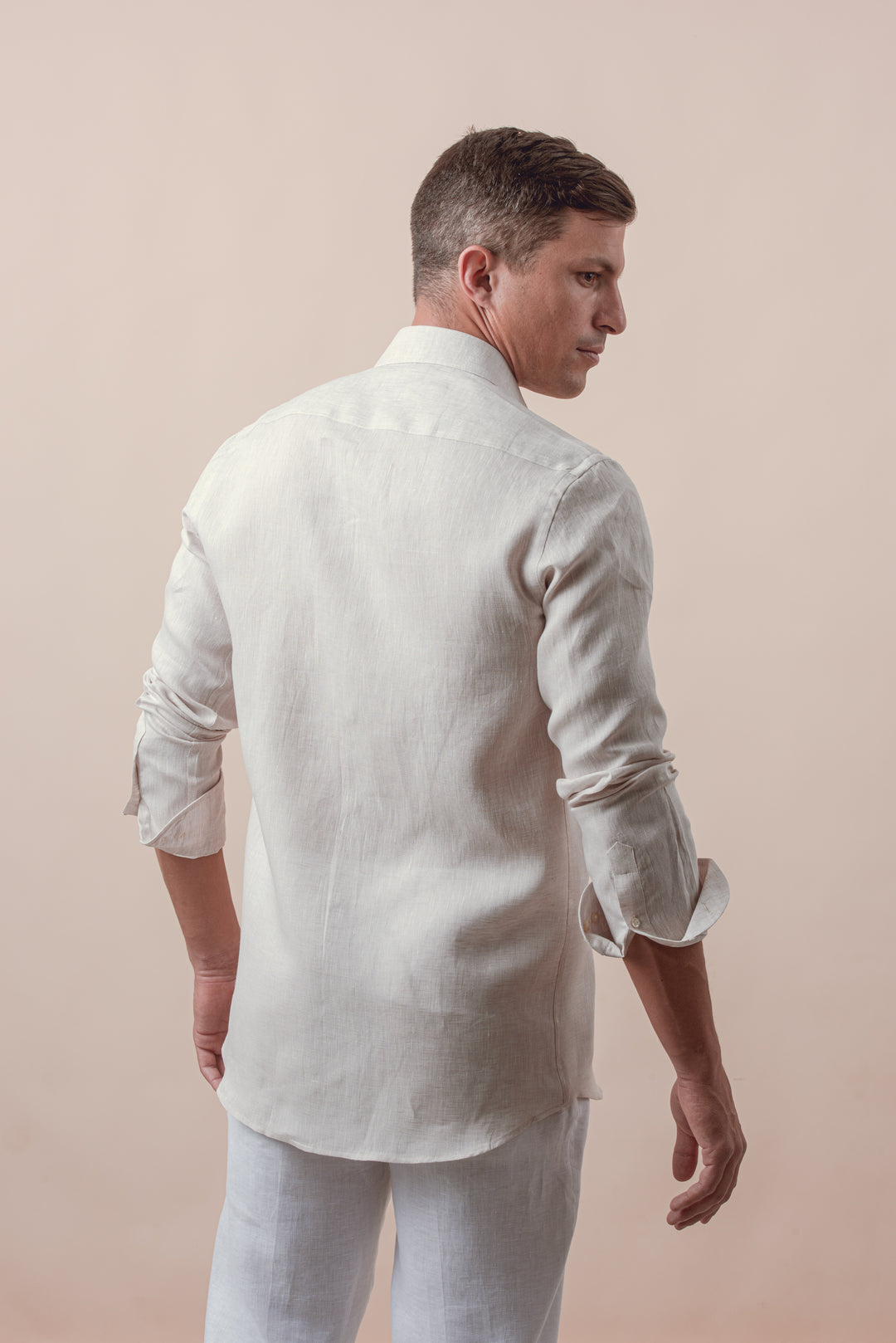 PLAIN WASHED LINEN REGULAR FIT SHIRT