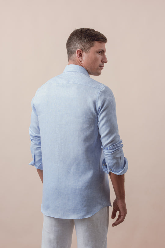 PLAIN WASHED LINEN REGULAR FIT SHIRT