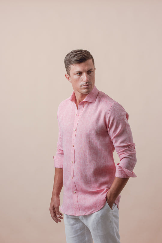 PLAIN WASHED LINEN REGULAR FIT SHIRT