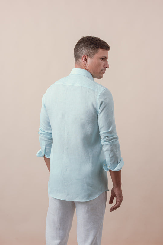 PLAIN WASHED LINEN REGULAR FIT SHIRT