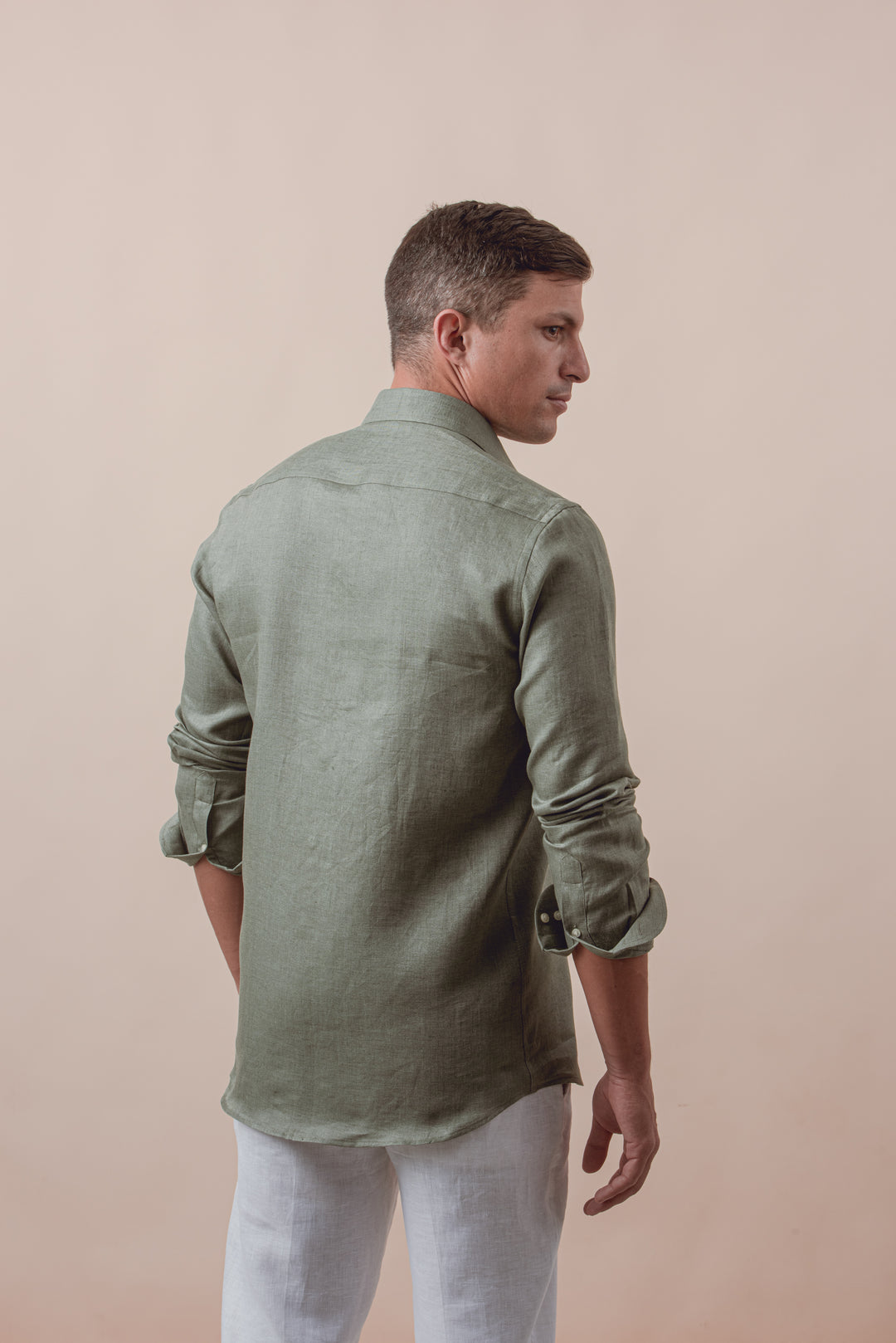 PLAIN WASHED LINEN REGULAR FIT SHIRT