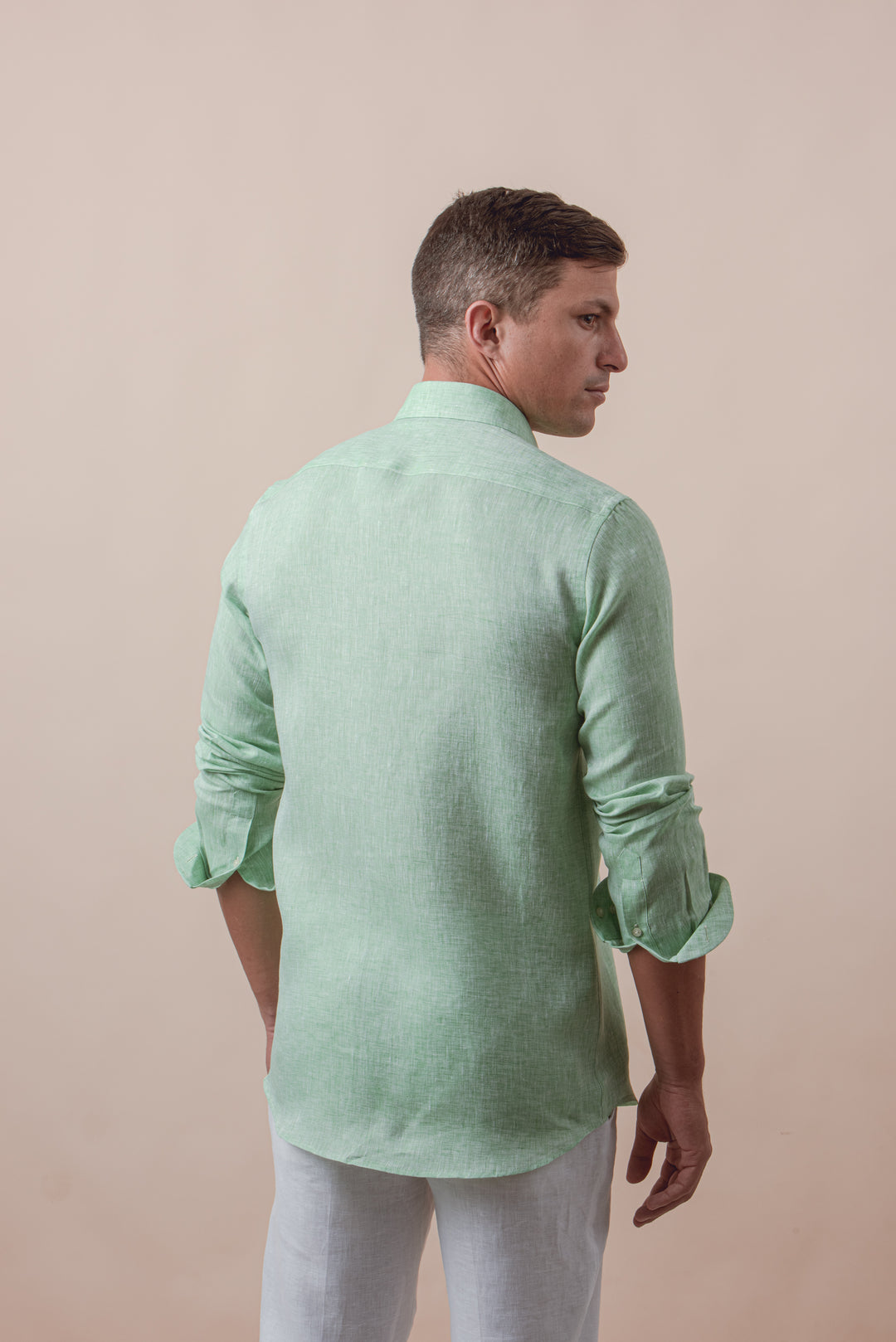 PLAIN WASHED LINEN REGULAR FIT SHIRT