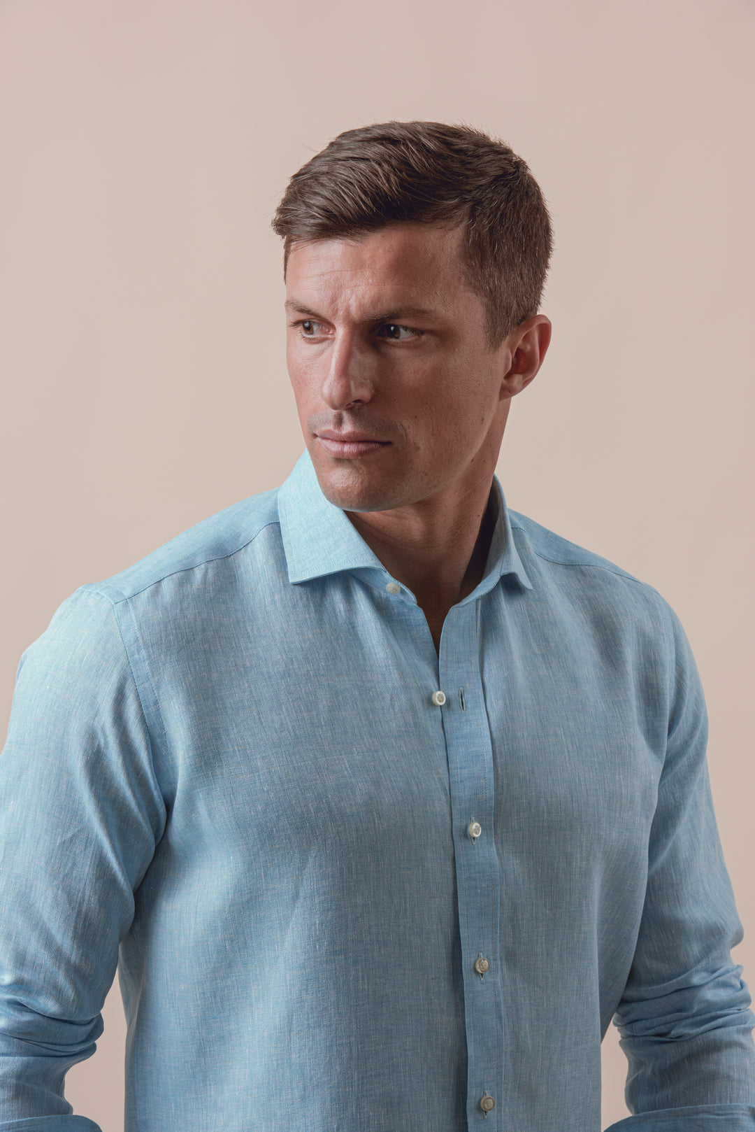 PLAIN WASHED LINEN REGULAR FIT SHIRT