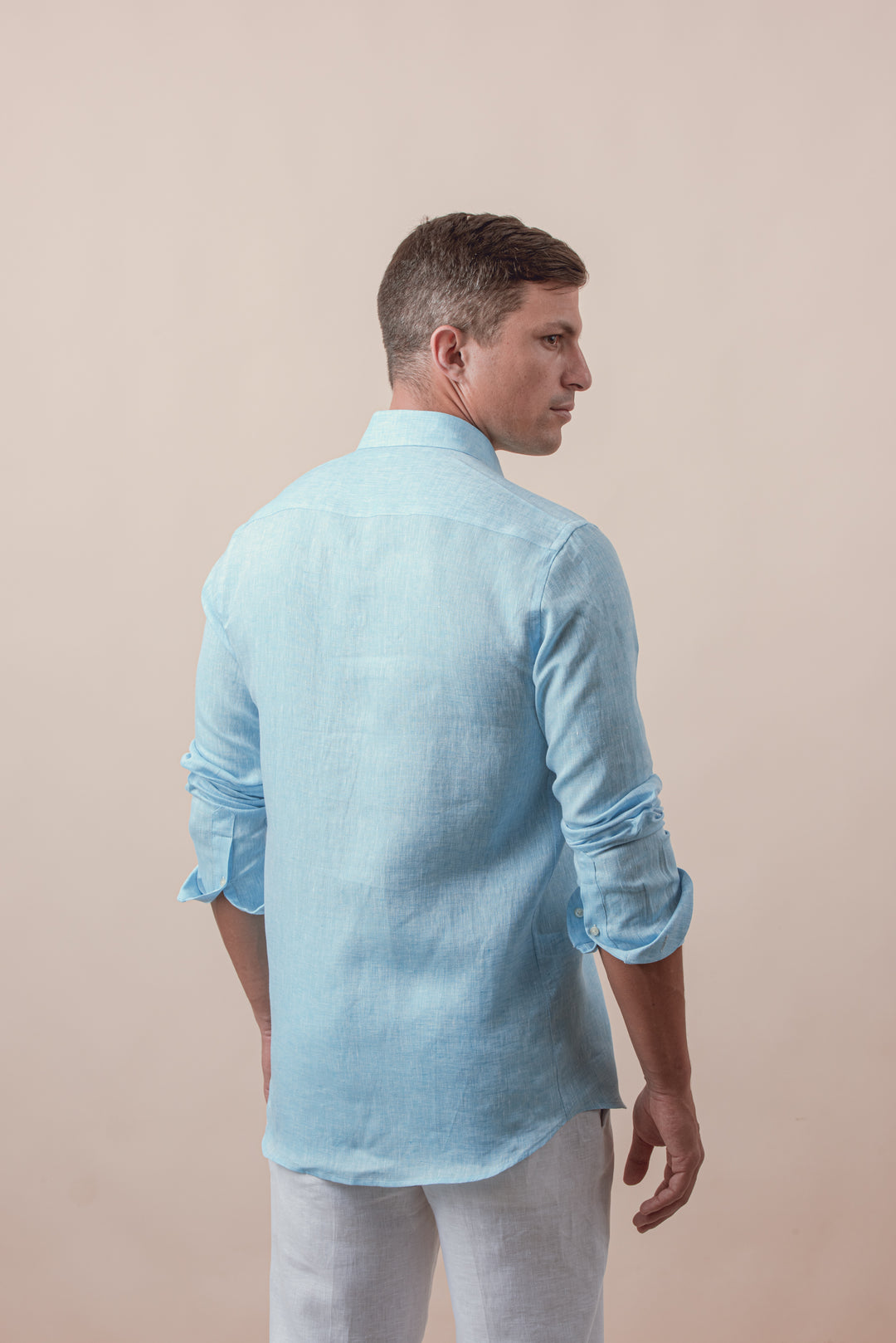 PLAIN WASHED LINEN REGULAR FIT SHIRT