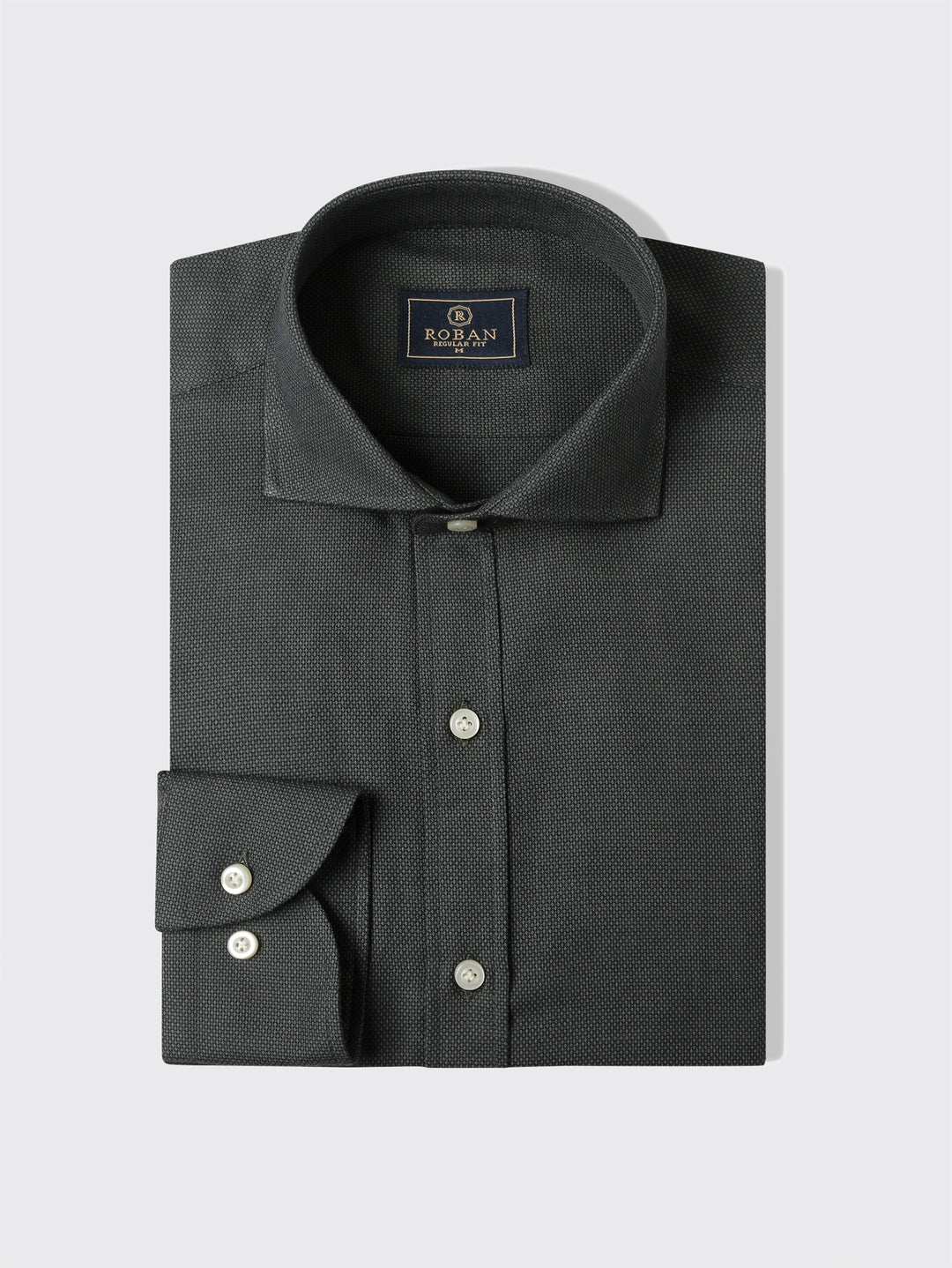 TEXTURED COTTON REGULAR FIT SHIRT