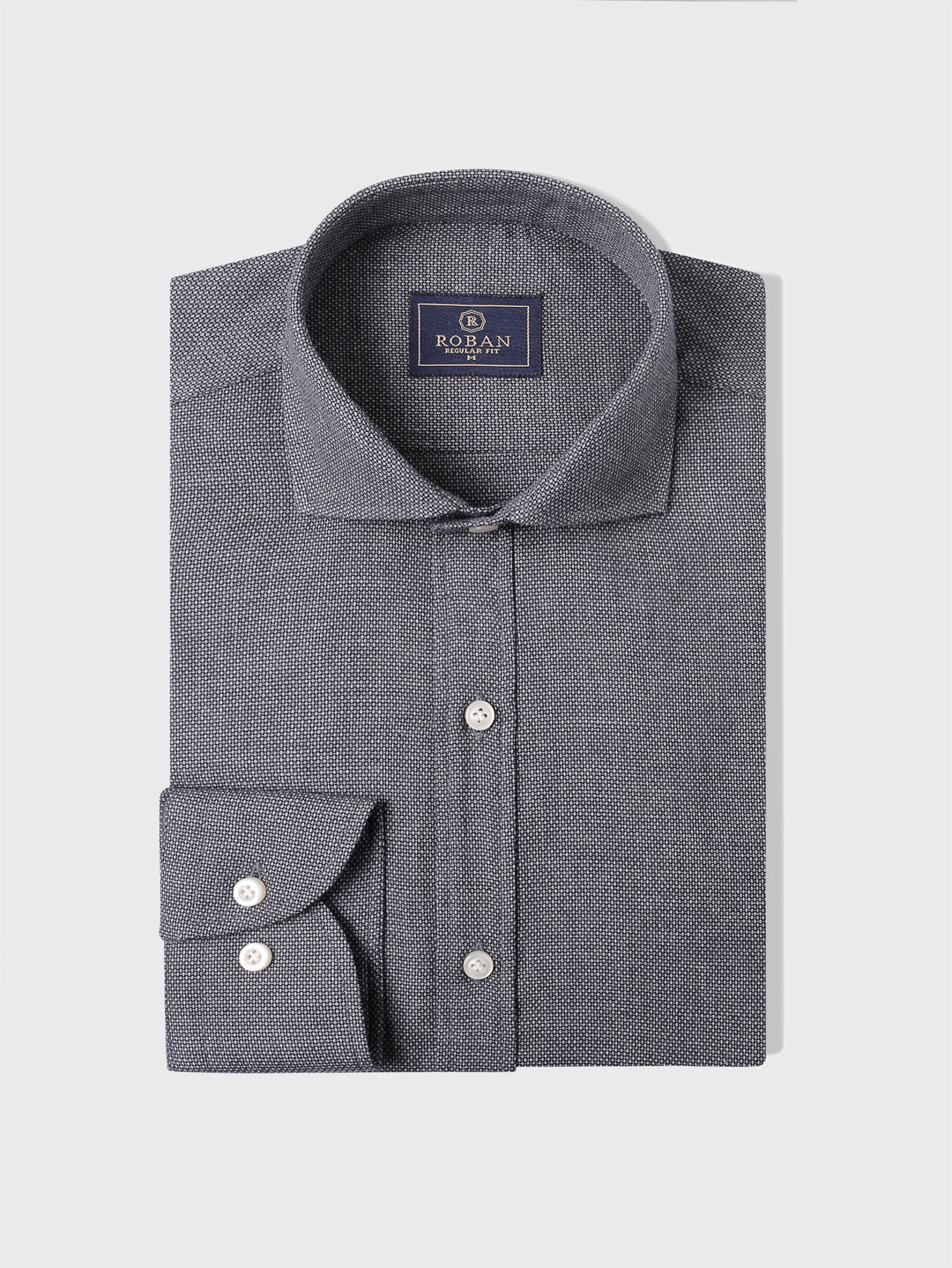 TEXTURED COTTON REGULAR FIT SHIRT