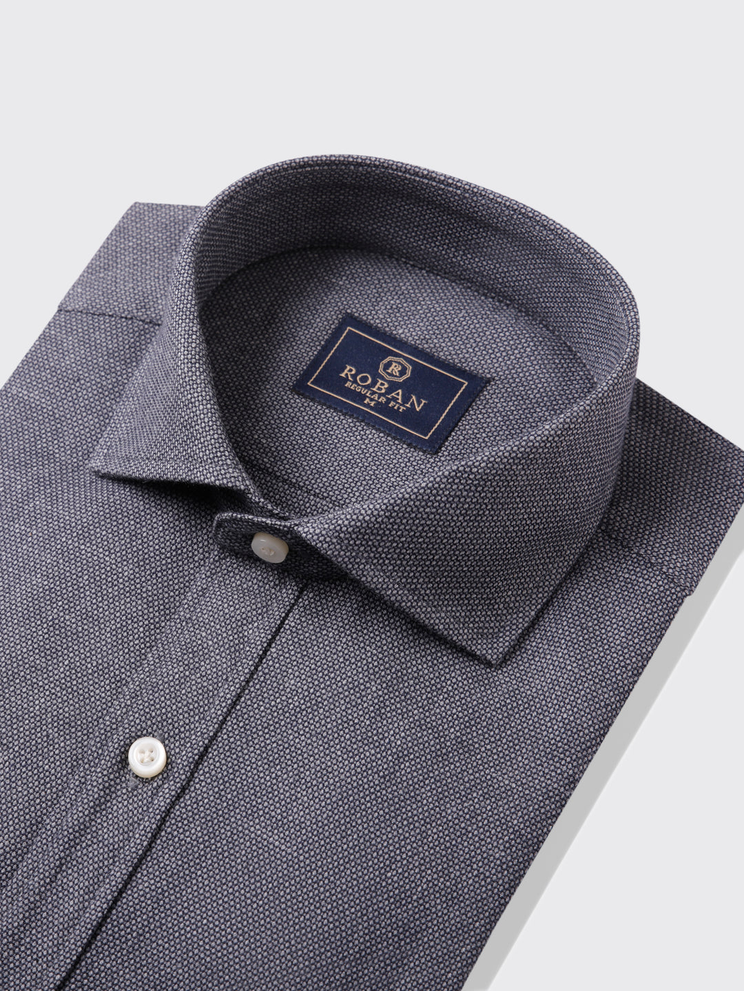 TEXTURED COTTON REGULAR FIT SHIRT