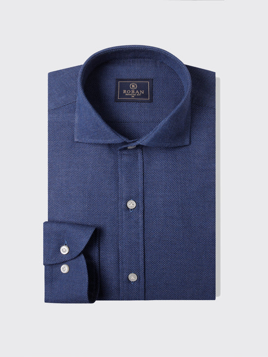 TEXTURED COTTON REGULAR FIT SHIRT